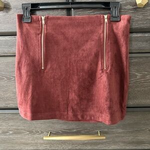 Elegant Suede Mini Skirt in Rust Red
